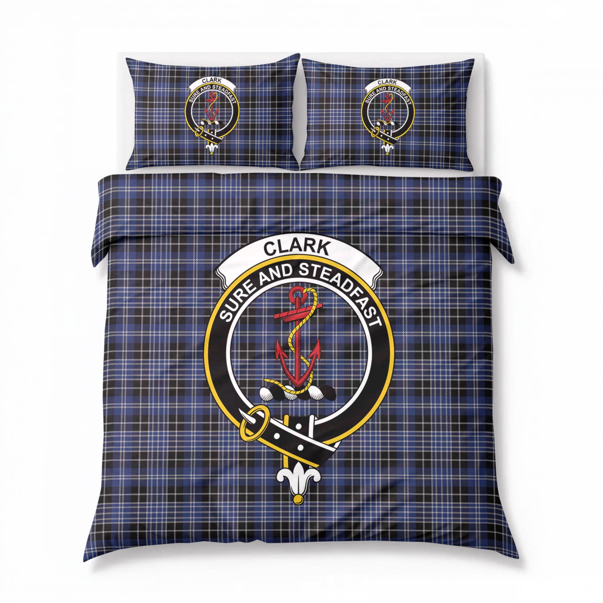 Clark Modern Tartan Crest Bedding Set