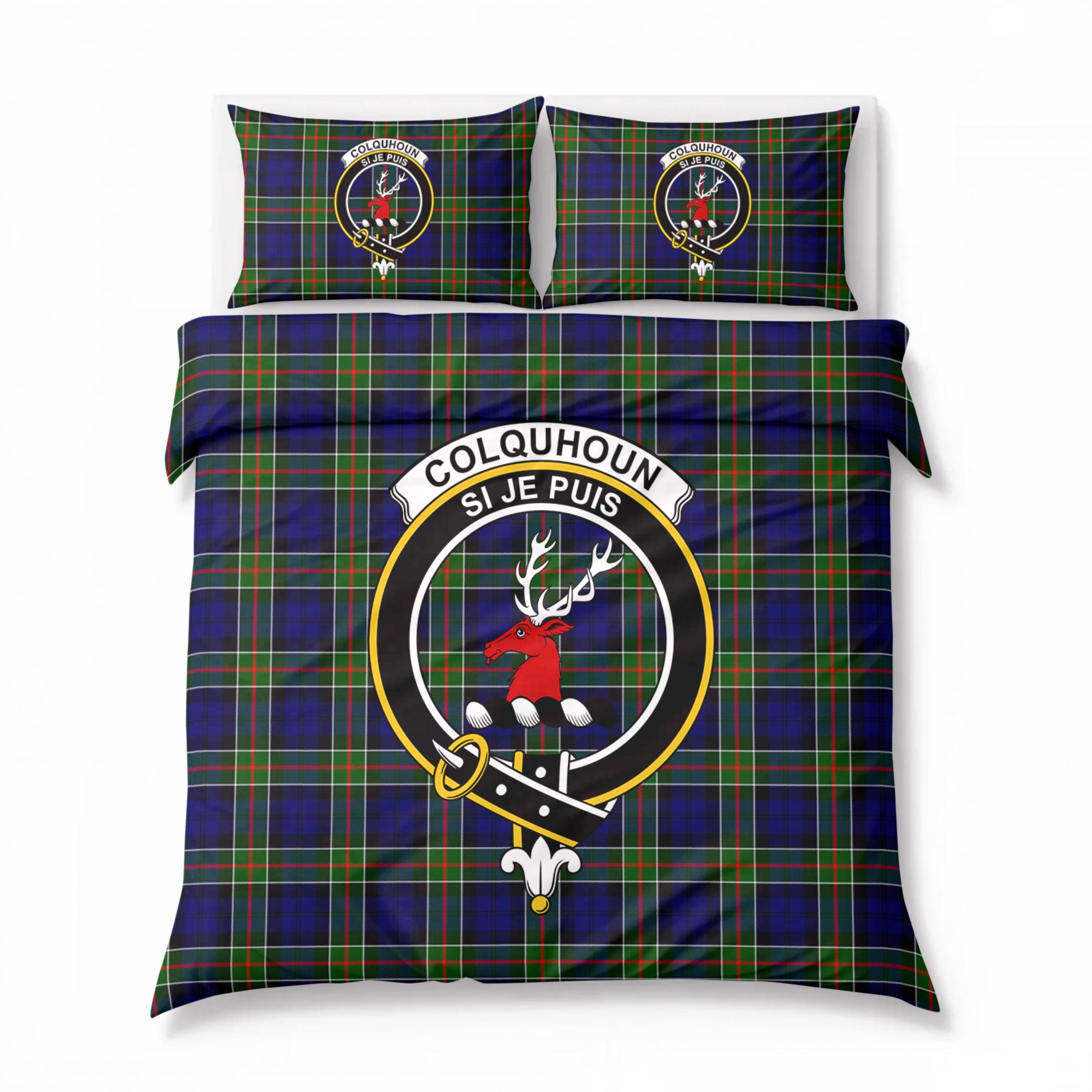 Colquhoun Modern Tartan Crest Bedding Set