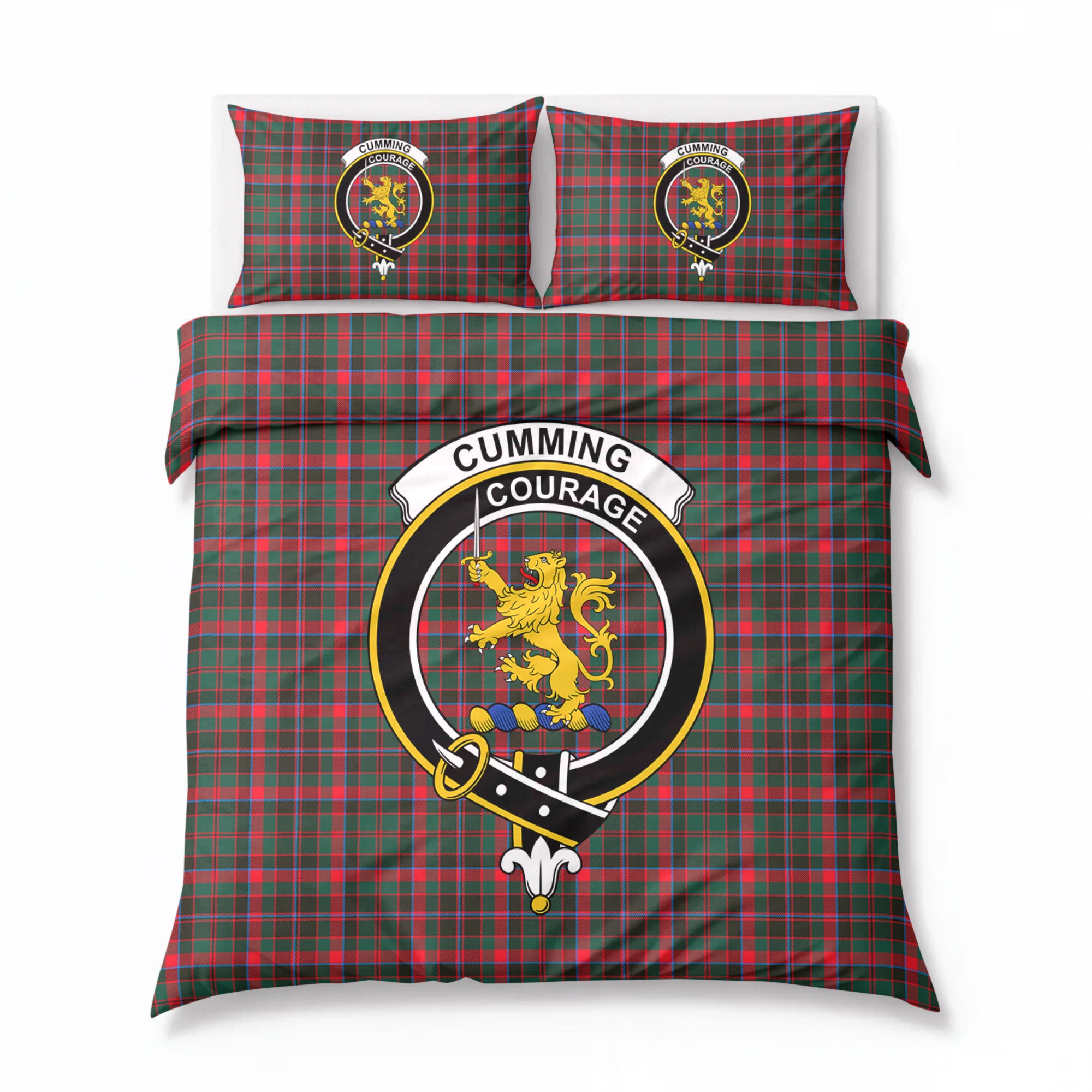 Cumming Hunting Modern Tartan Crest Bedding Set