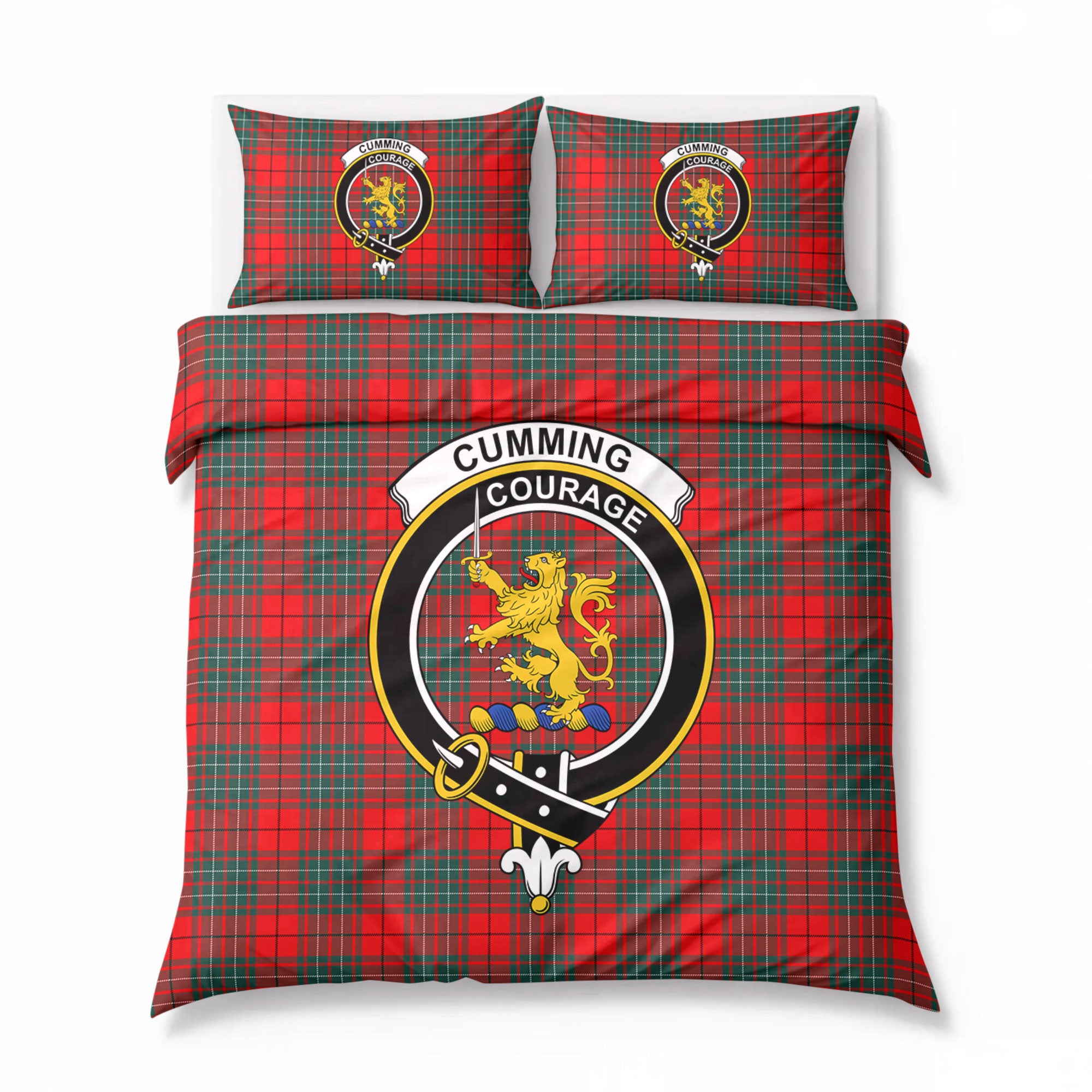 Cumming Modern Tartan Crest Bedding Set
