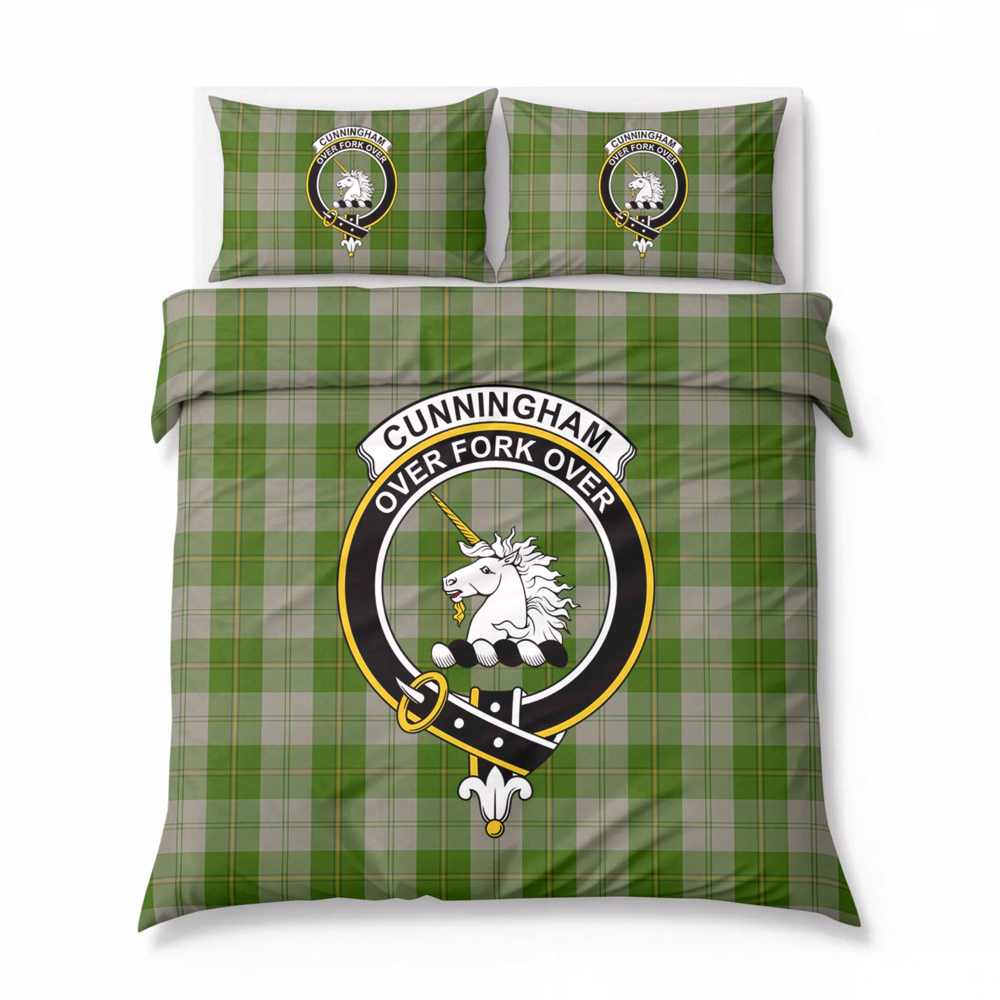 Cunningham Dress Green Dancers Tartan Crest Bedding Set