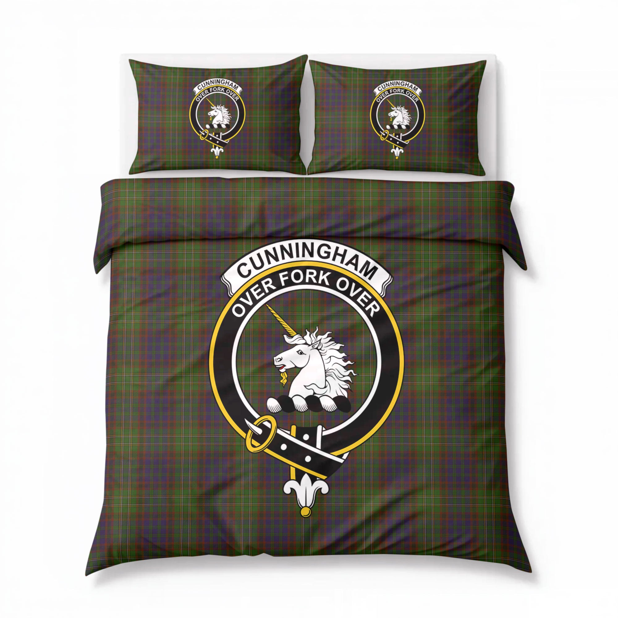 Cunningham Hunting Modern Tartan Crest Bedding Set
