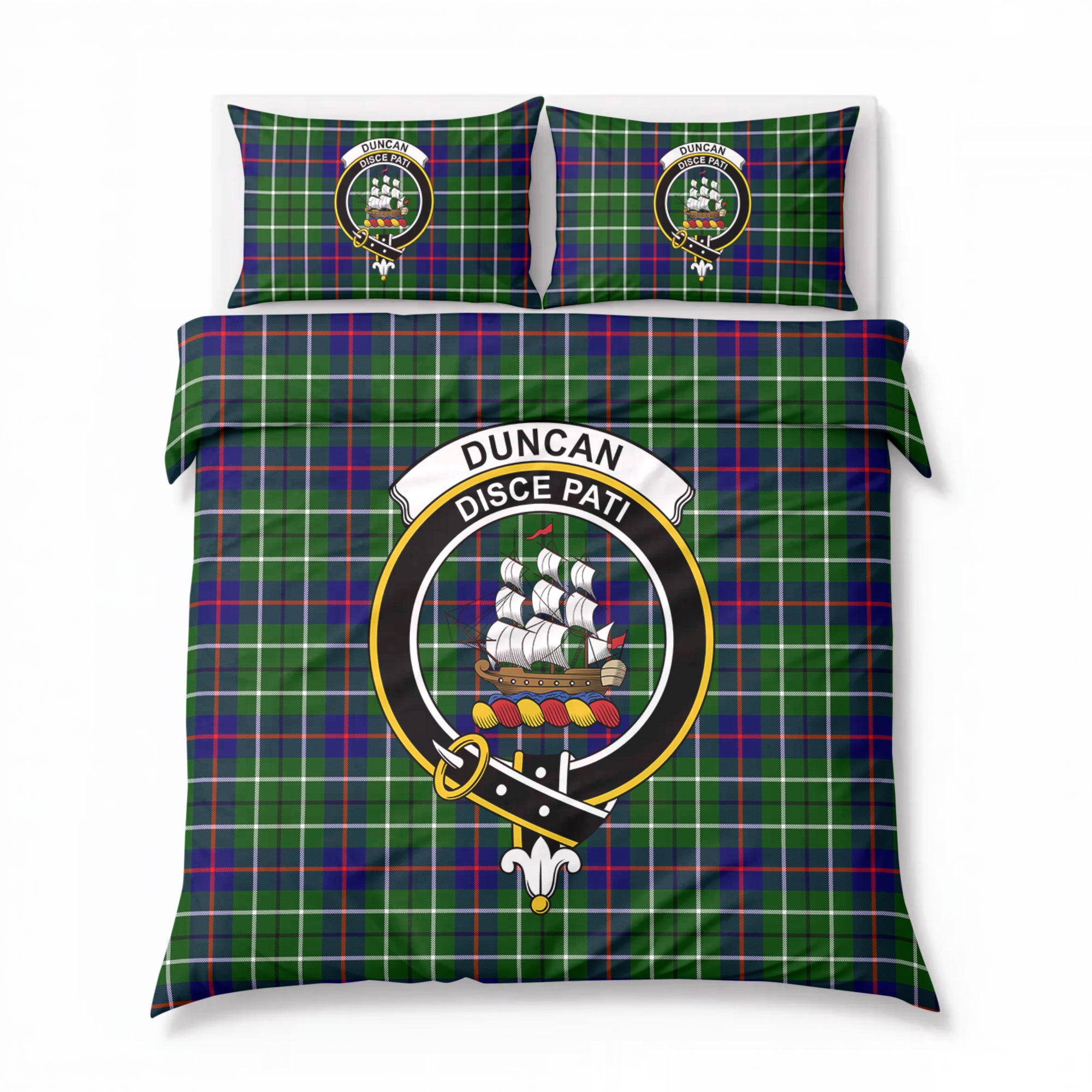 Duncan Modern Tartan Crest Bedding Set