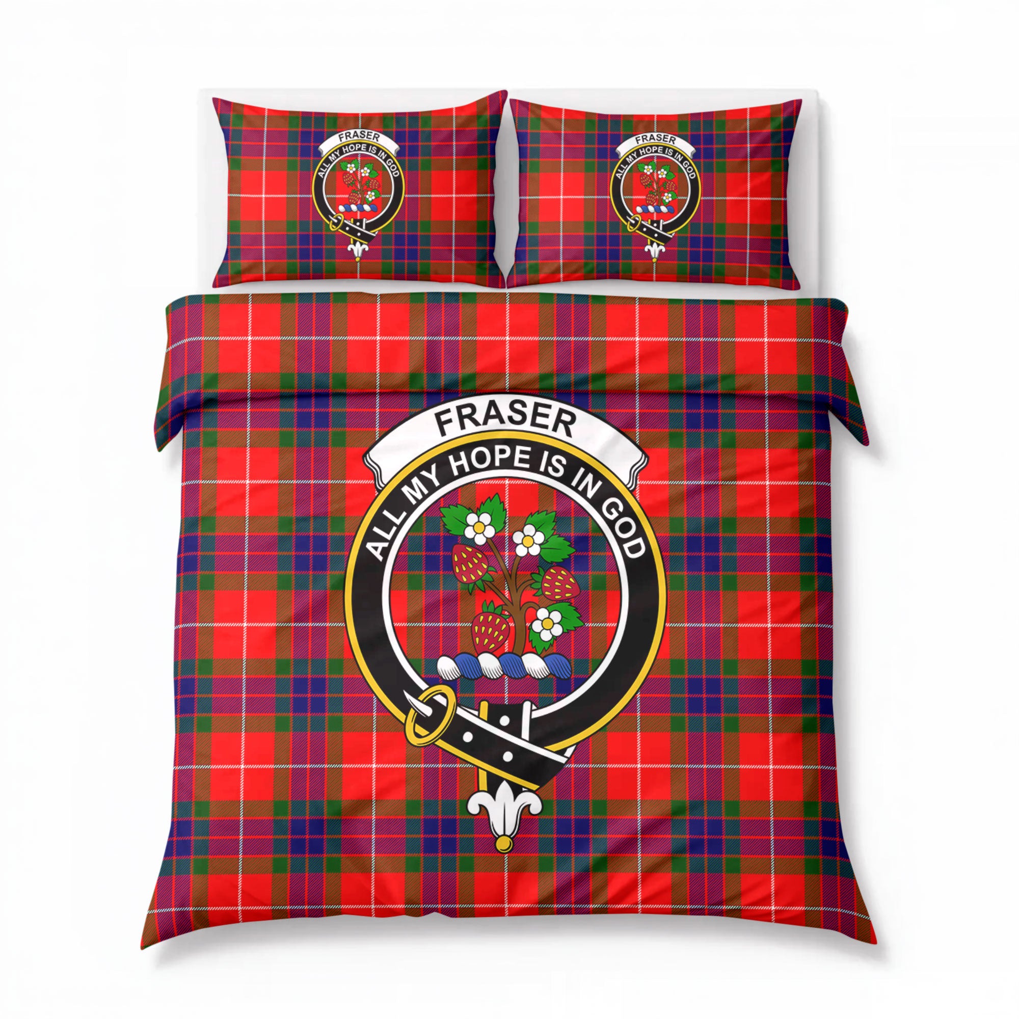 Fraser Tartan Crest Bedding Set