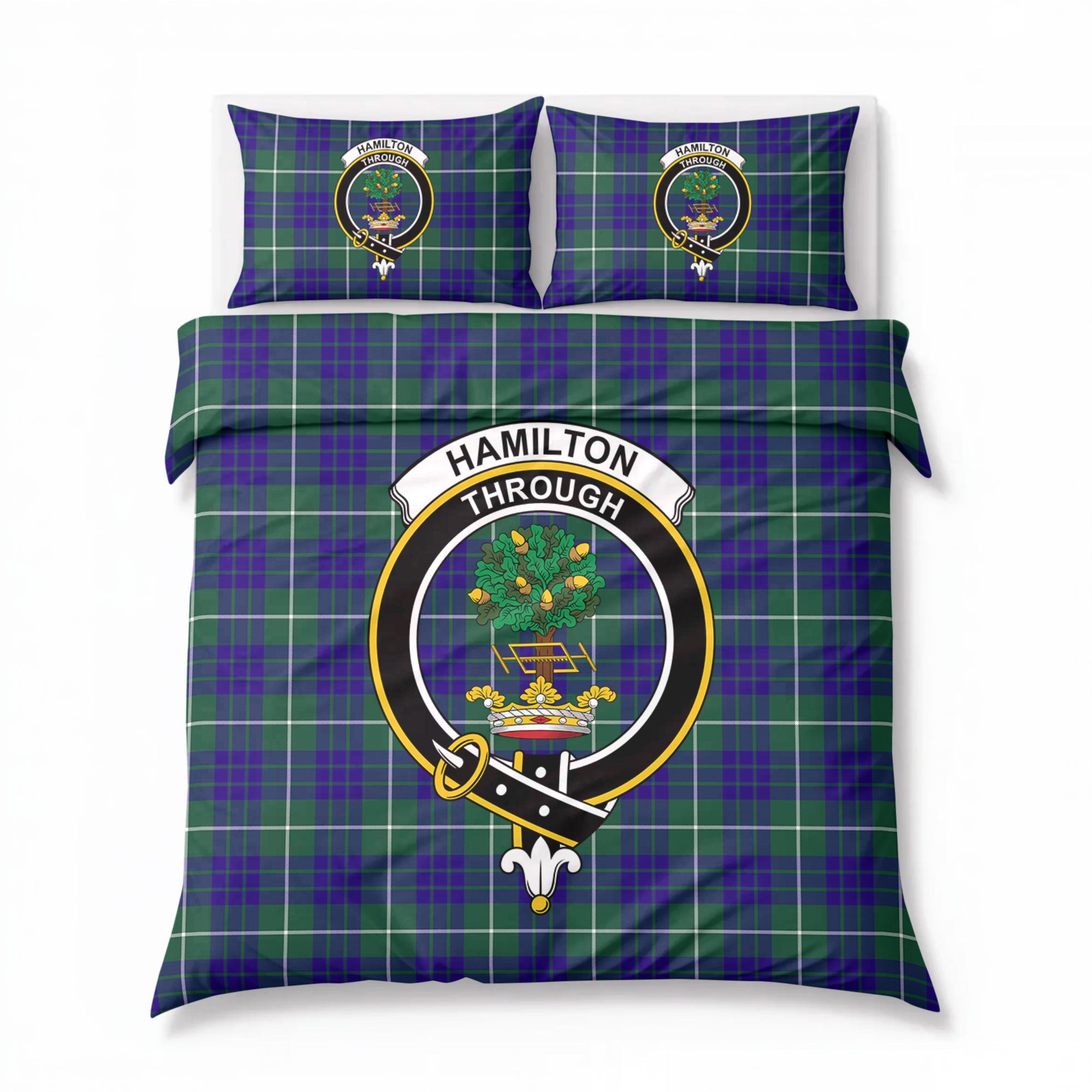 Hamilton Hunting Modern Tartan Crest Bedding Set