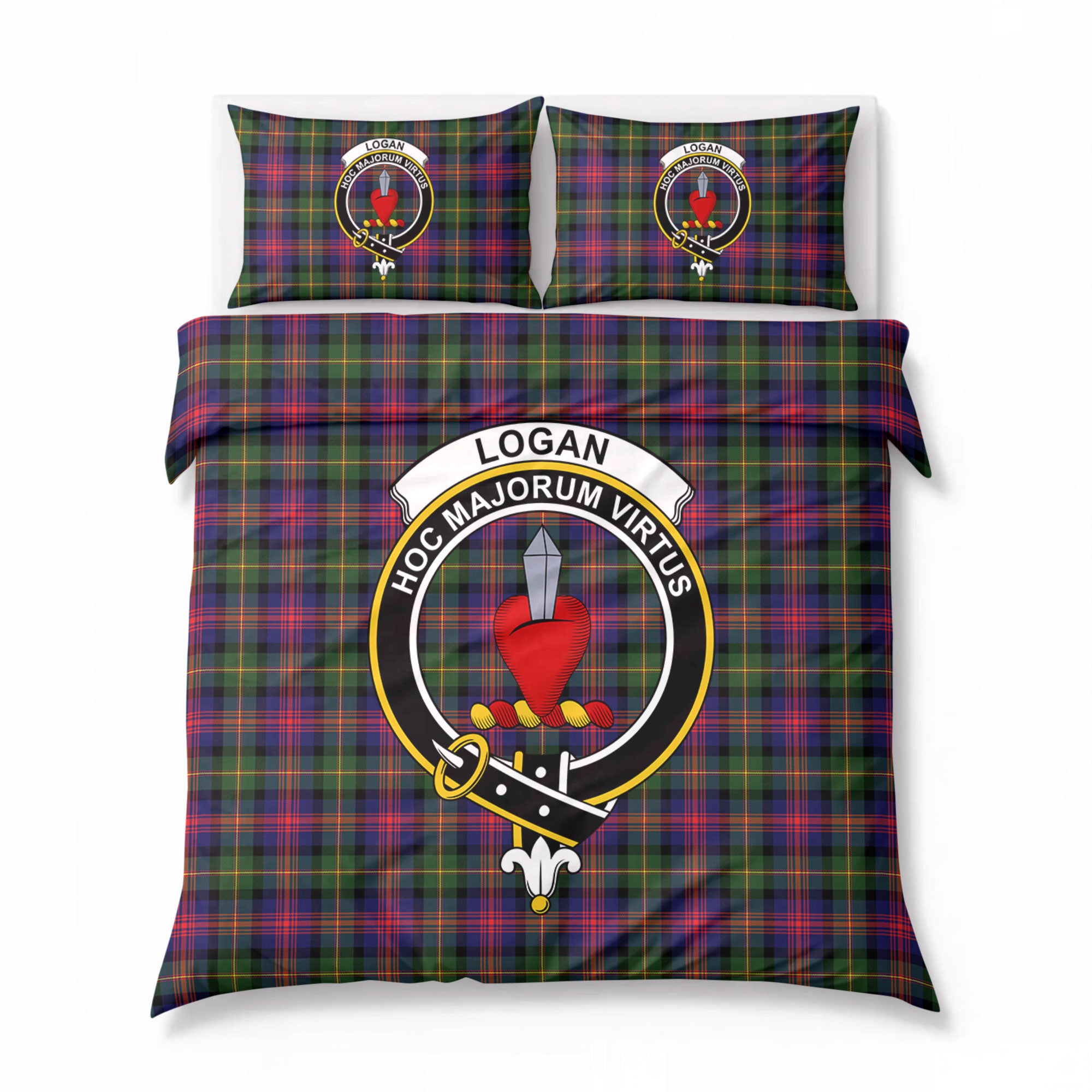 Logan Modern Tartan Crest Bedding Set