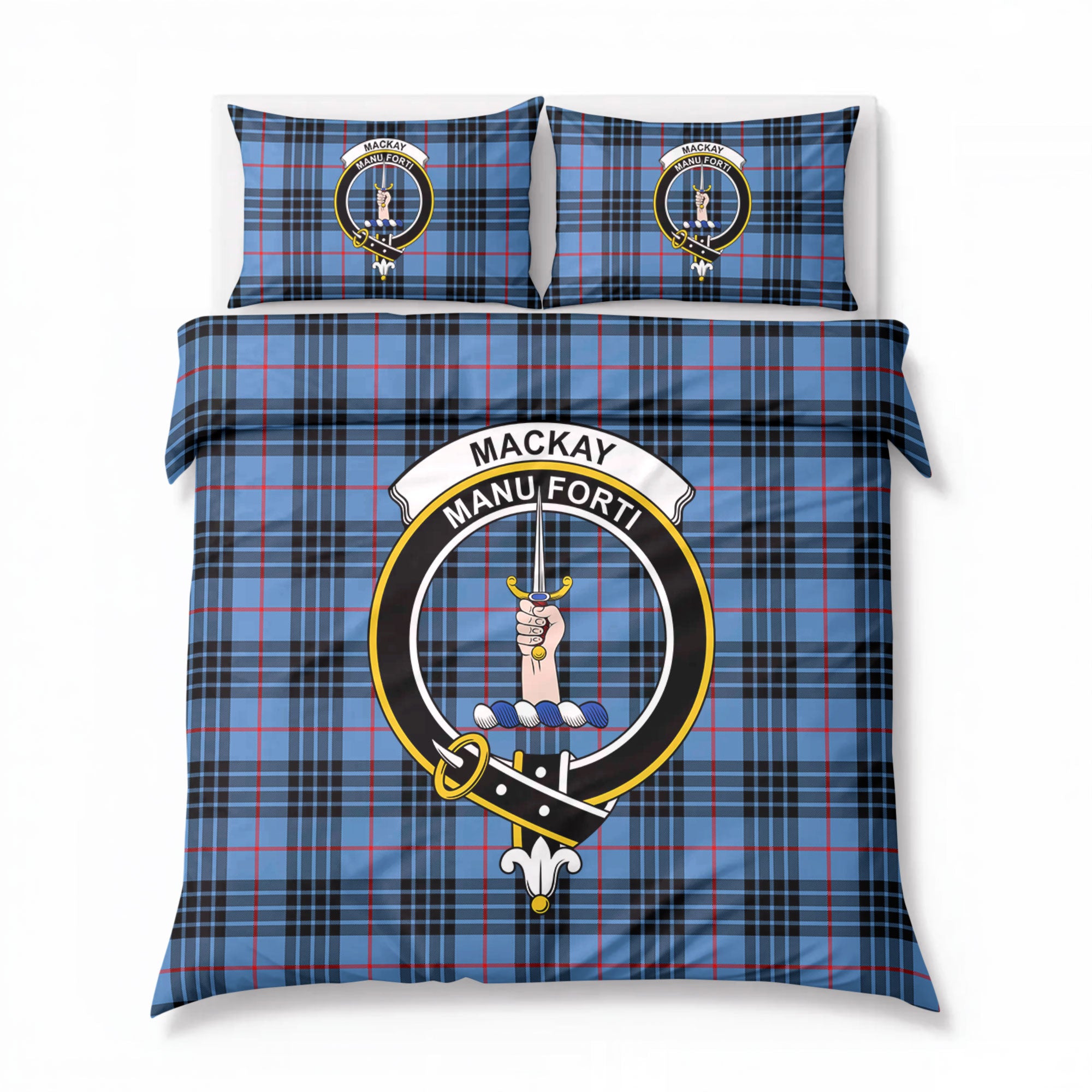 MacKay Blue Tartan Crest Bedding Set