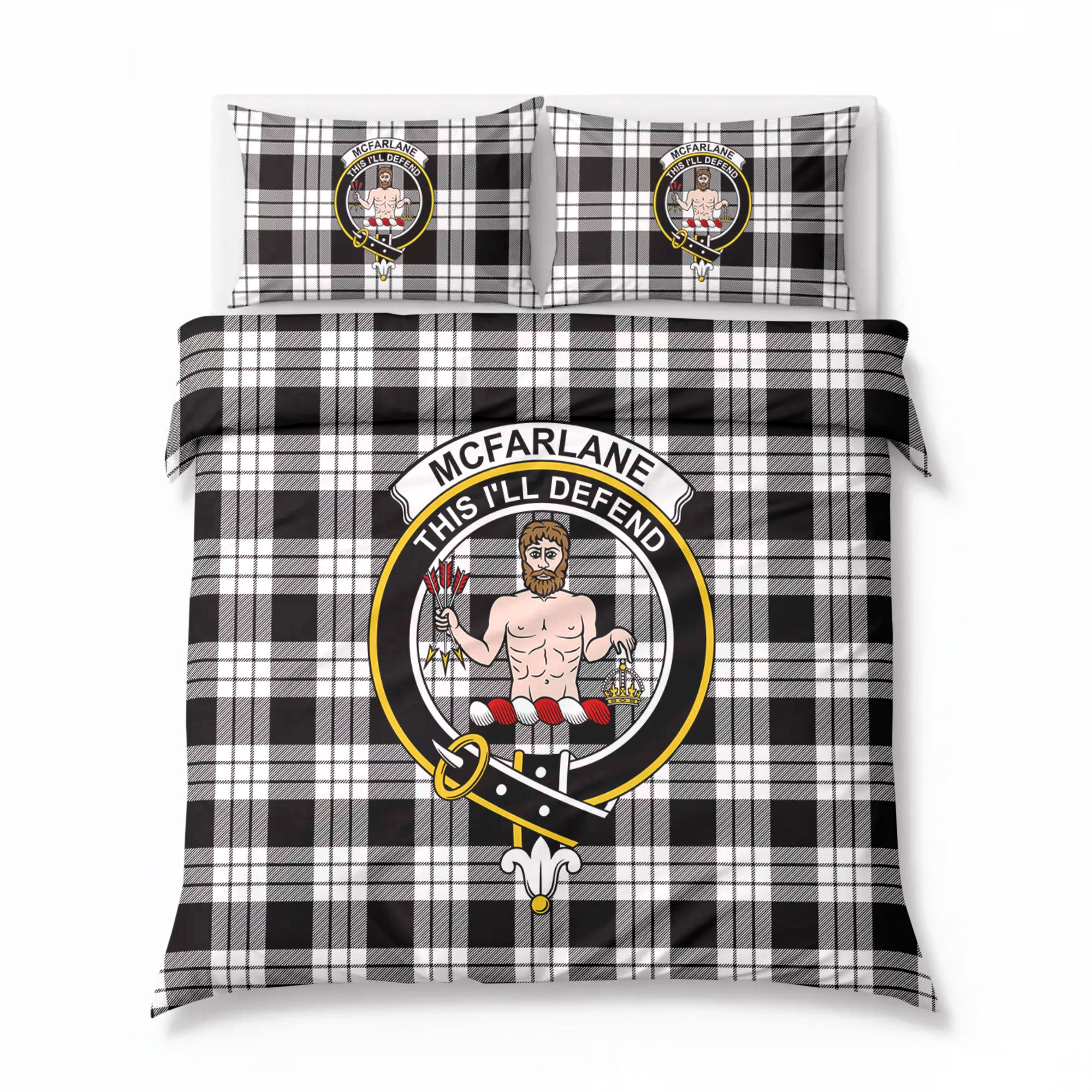 McFarlane Black - White Tartan Crest Bedding Set