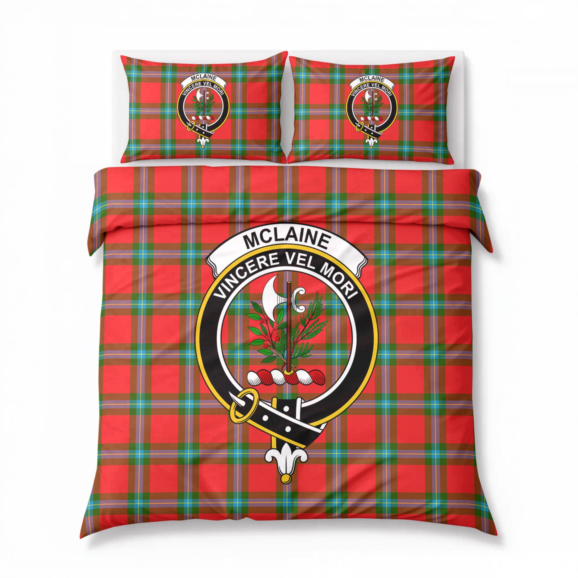 McLaine of Loch Buie Tartan Crest Bedding Set