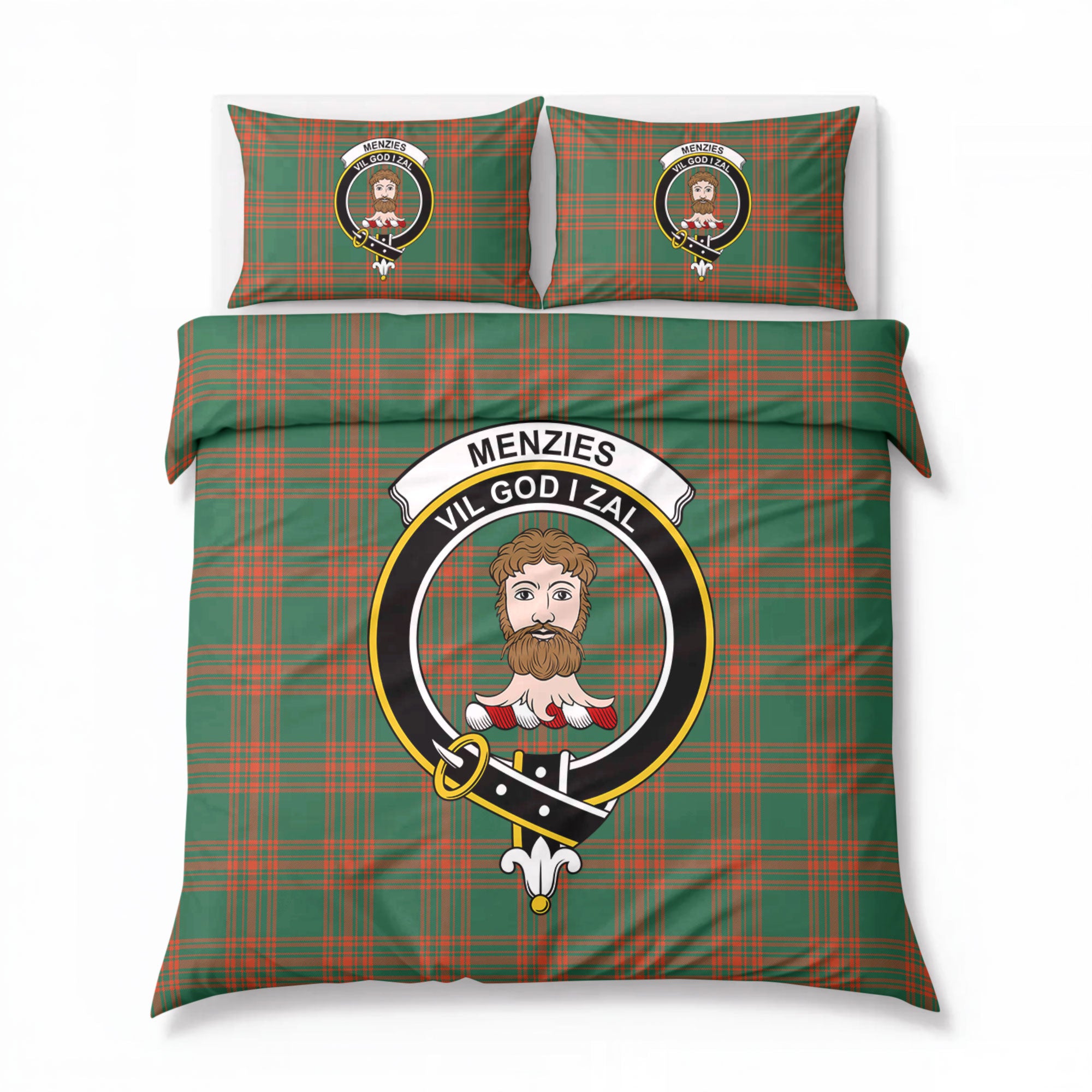 Menzies Green Ancient Tartan Crest Bedding Set