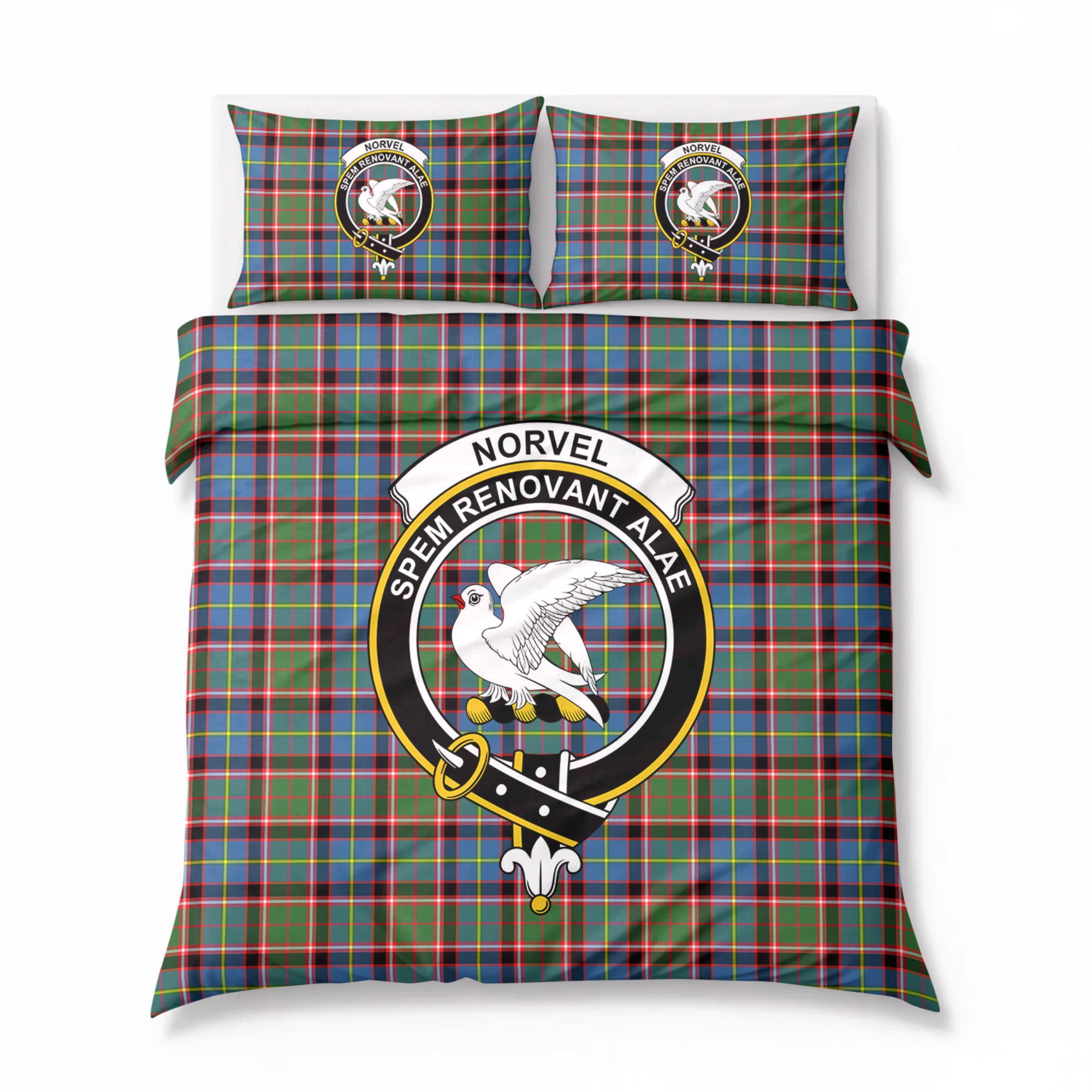 Norvel (or Norvill) Tartan Crest Bedding Set