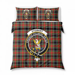 Stewart Black Tartan Crest Bedding Set