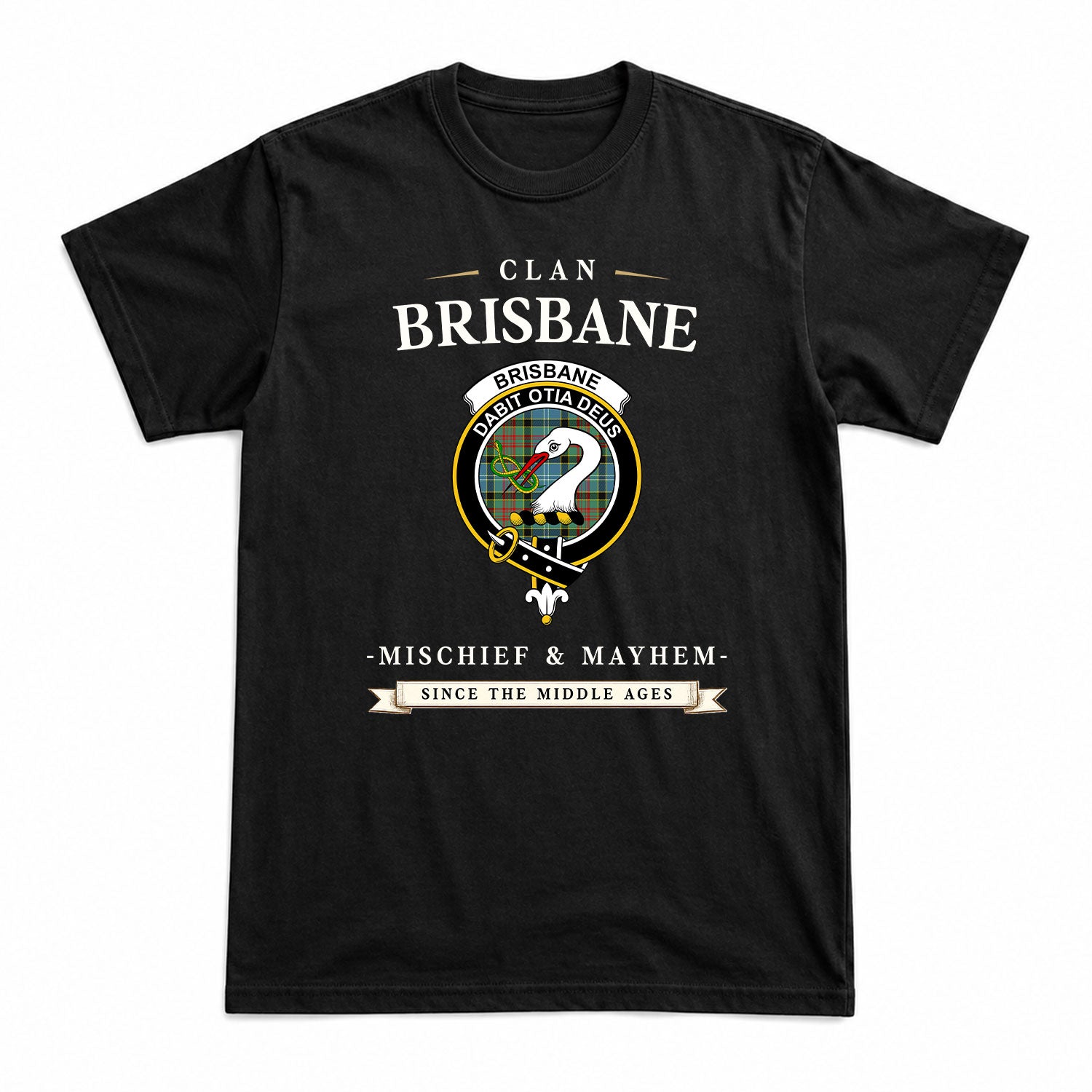 Brisbane Tartan Crest Mischief and Mayhem T-shirt