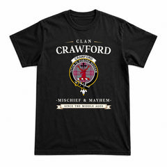 Crawford Ancient Tartan Crest Mischief and Mayhem T-shirt