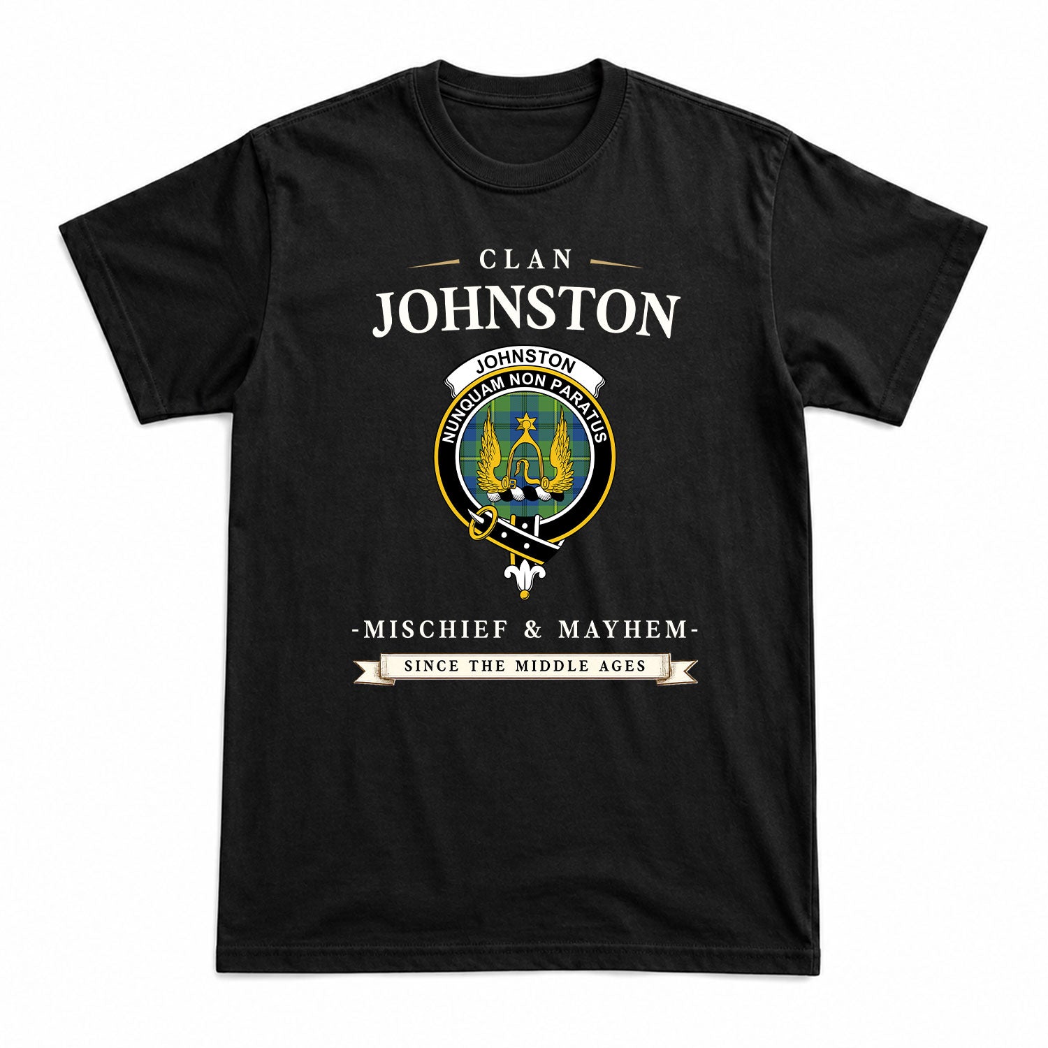 Johnston Ancient Tartan Crest Mischief and Mayhem T-shirt