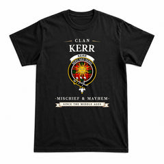 Kerr Modern Tartan Crest Mischief and Mayhem T-shirt