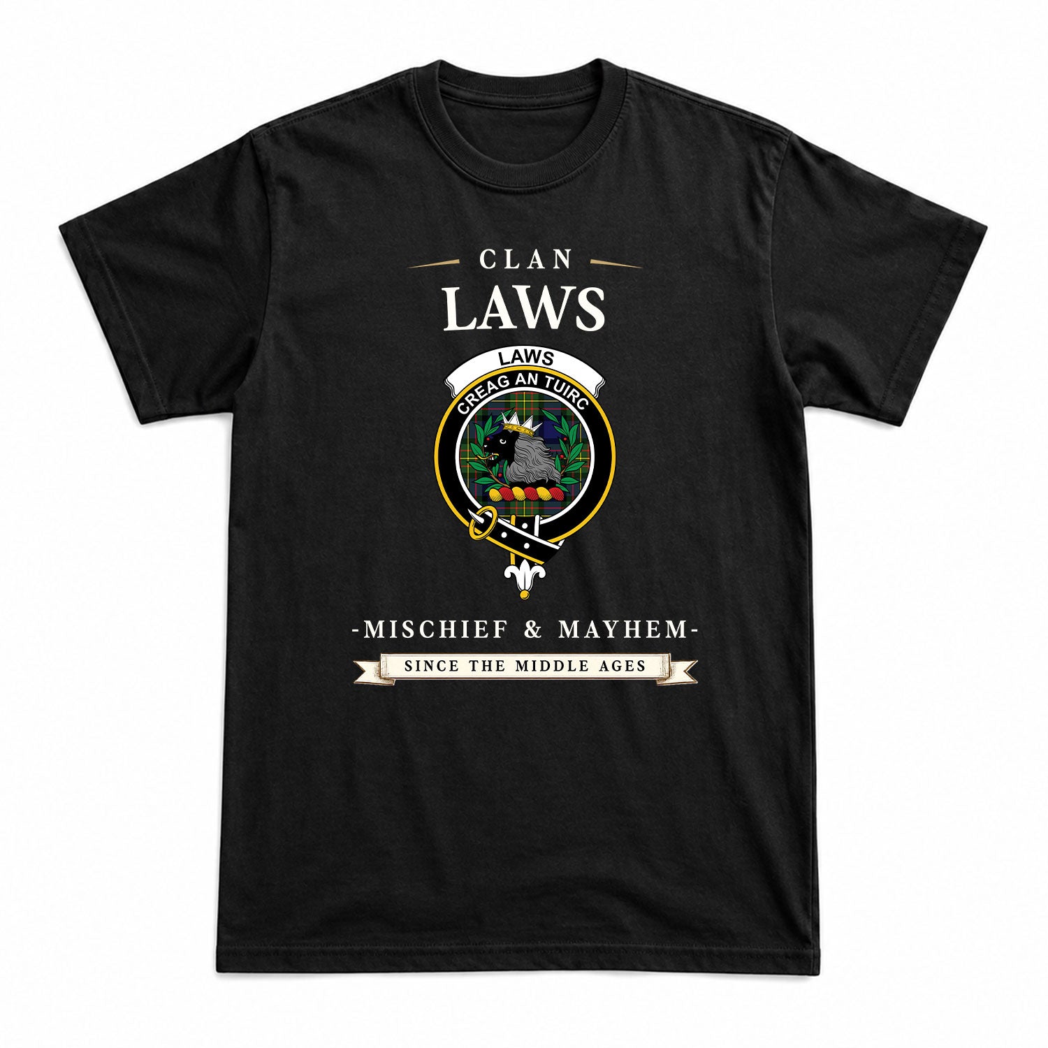 Laws Tartan Crest Mischief and Mayhem T-shirt