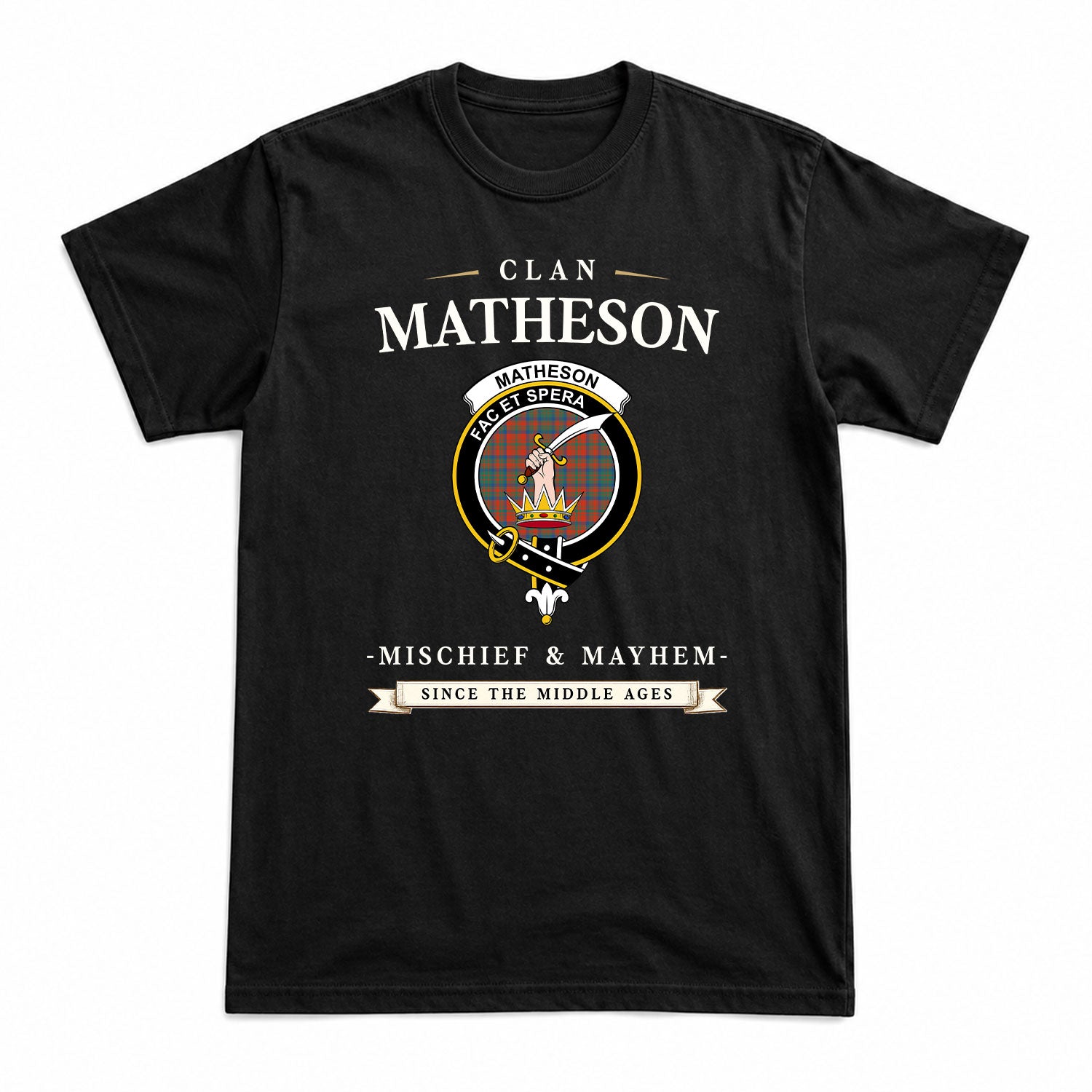 Matheson Ancient Tartan Crest Mischief and Mayhem T-shirt