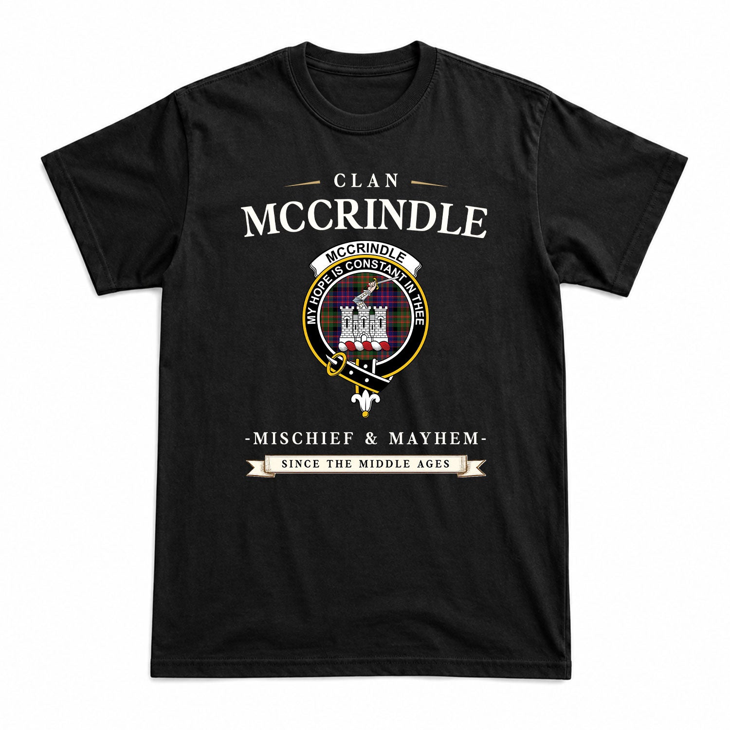 McCrindle Tartan Crest Mischief and Mayhem T-shirt