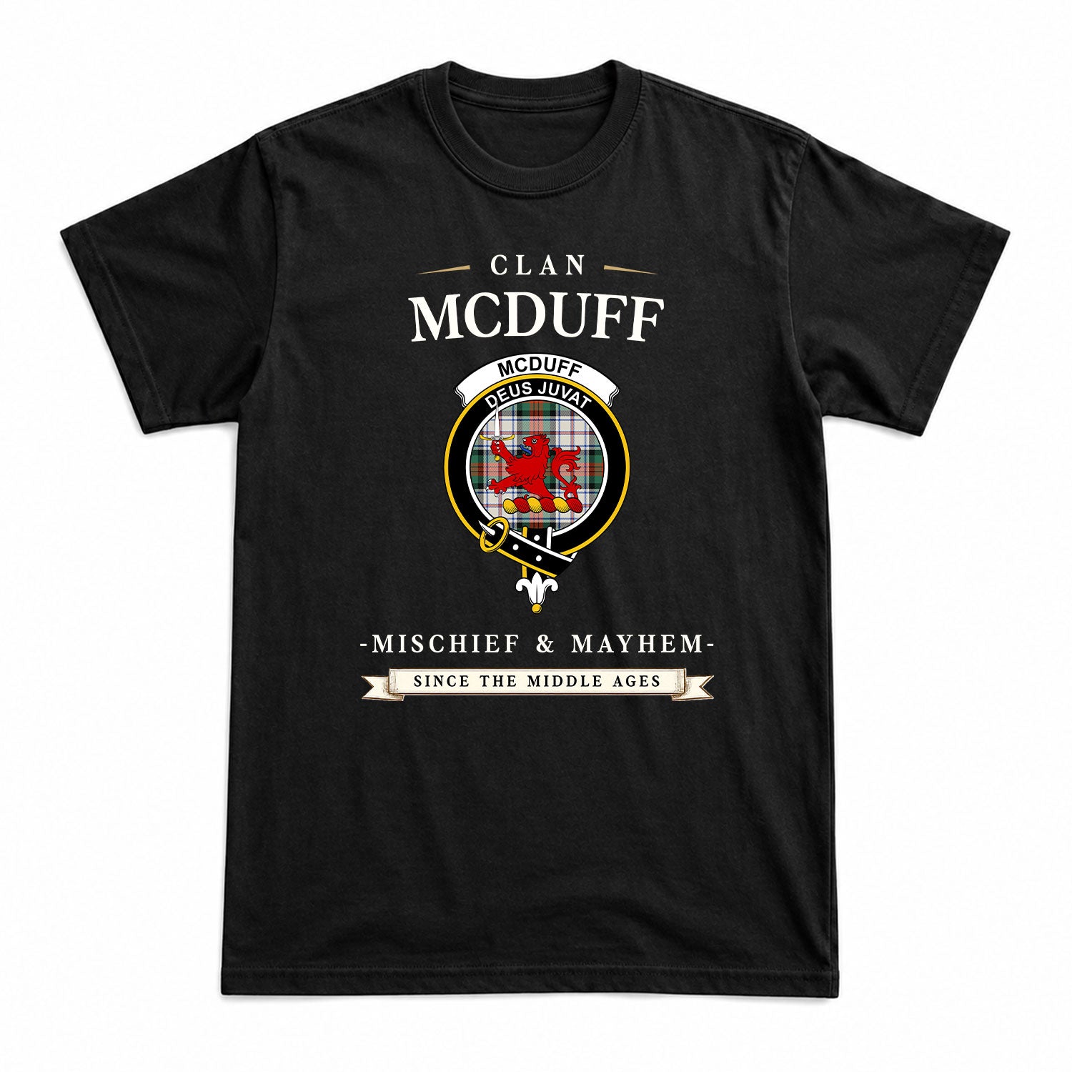 McDuff Dress Ancient Tartan Crest Mischief and Mayhem T-shirt