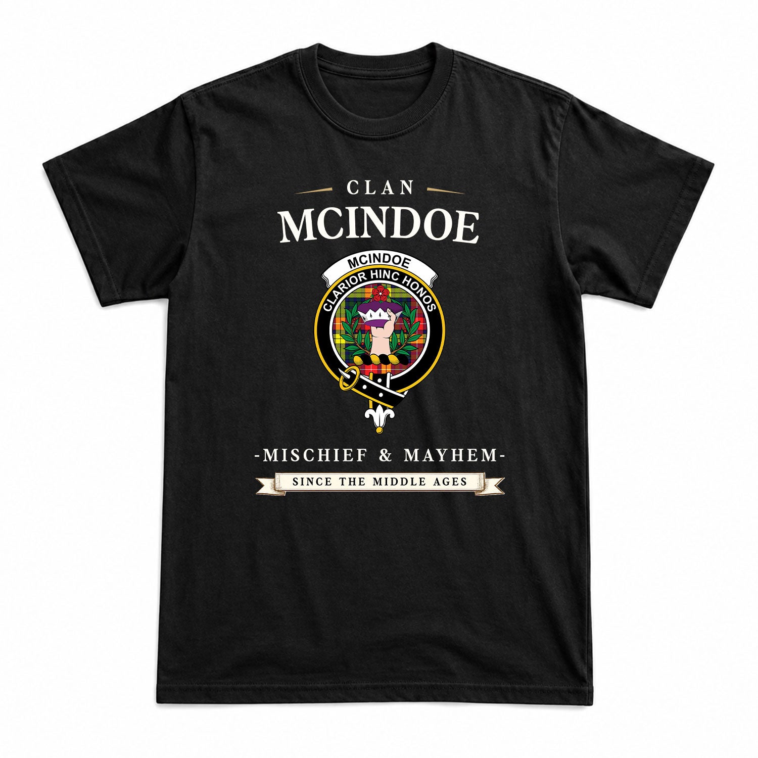 McIndoe Tartan Crest Mischief and Mayhem T-shirt