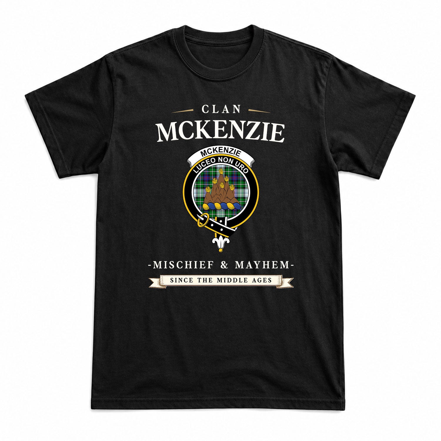 McKenzie Dress Modern Tartan Crest Mischief and Mayhem T-shirt