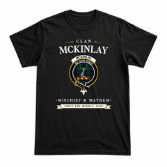 McKinlay Modern Tartan Crest Mischief and Mayhem T-shirt