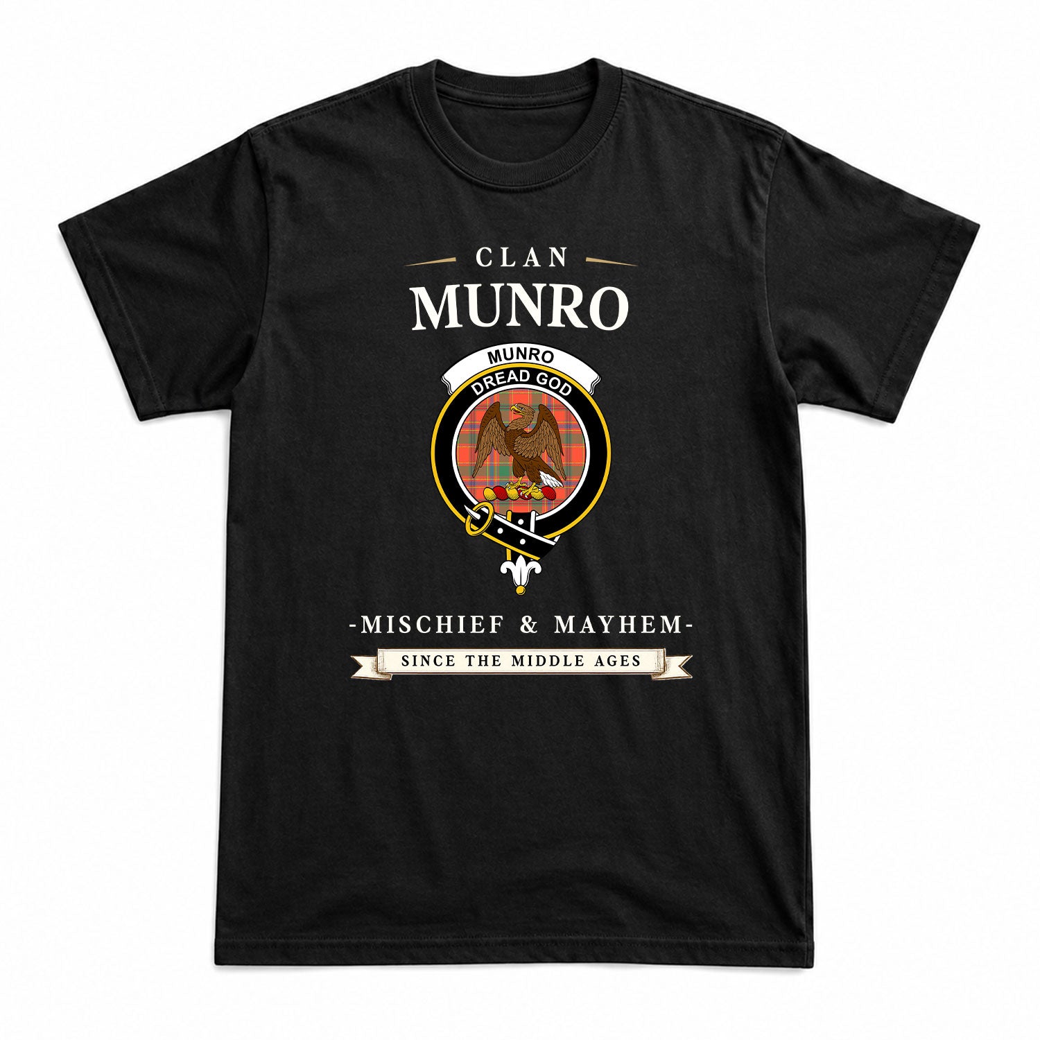 Munro Ancient Tartan Crest Mischief and Mayhem T-shirt