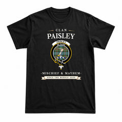 Paisley District Tartan Crest Mischief and Mayhem T-shirt