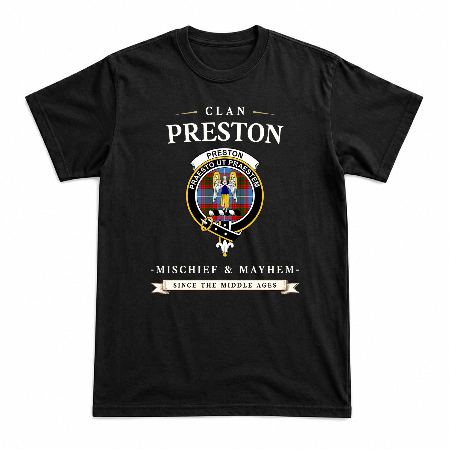 Preston Tartan Crest Mischief and Mayhem T-shirt