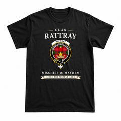 Rattray Modern Tartan Crest Mischief and Mayhem T-shirt