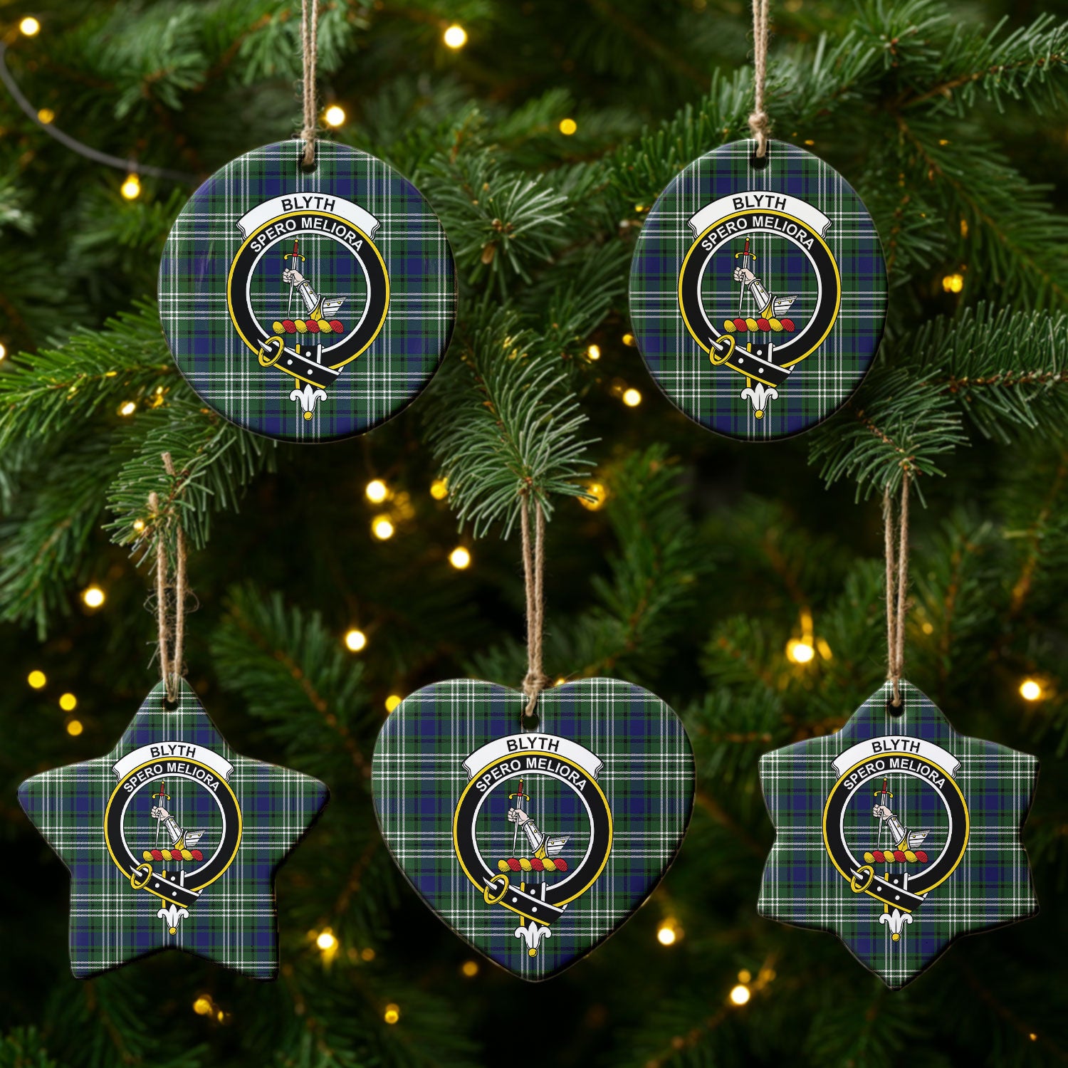 Blyth Tartan Crest Christmas Ceramic Ornament