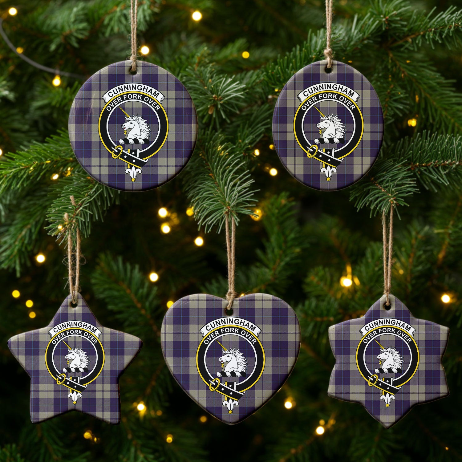 Cunningham Dress Blue Dancers Tartan Crest Christmas Ceramic Ornament