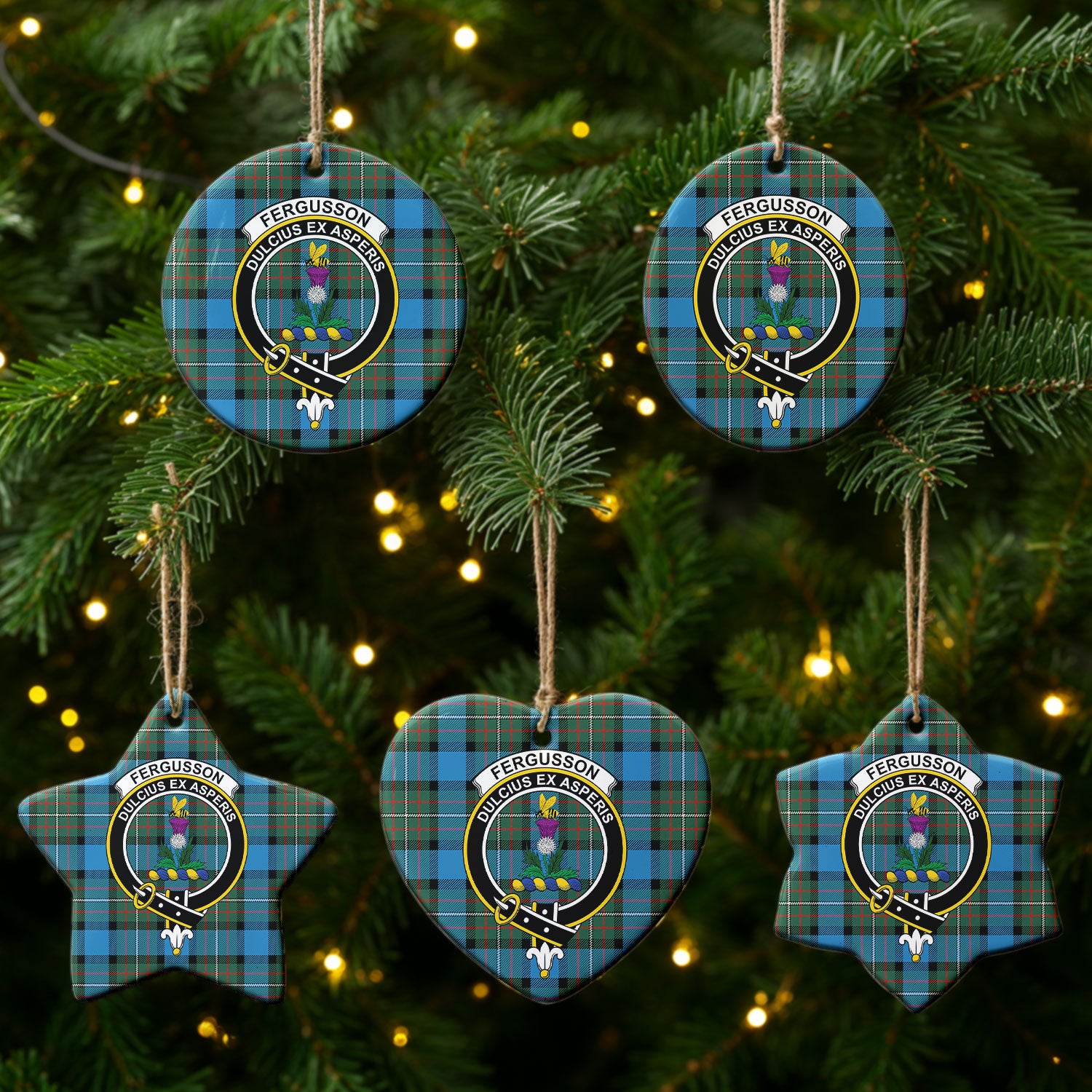 Fergusson Ancient Tartan Crest Christmas Ceramic Ornament