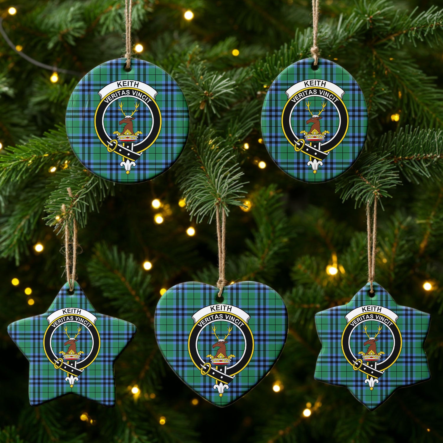 Keith Ancient Tartan Crest Christmas Ceramic Ornament