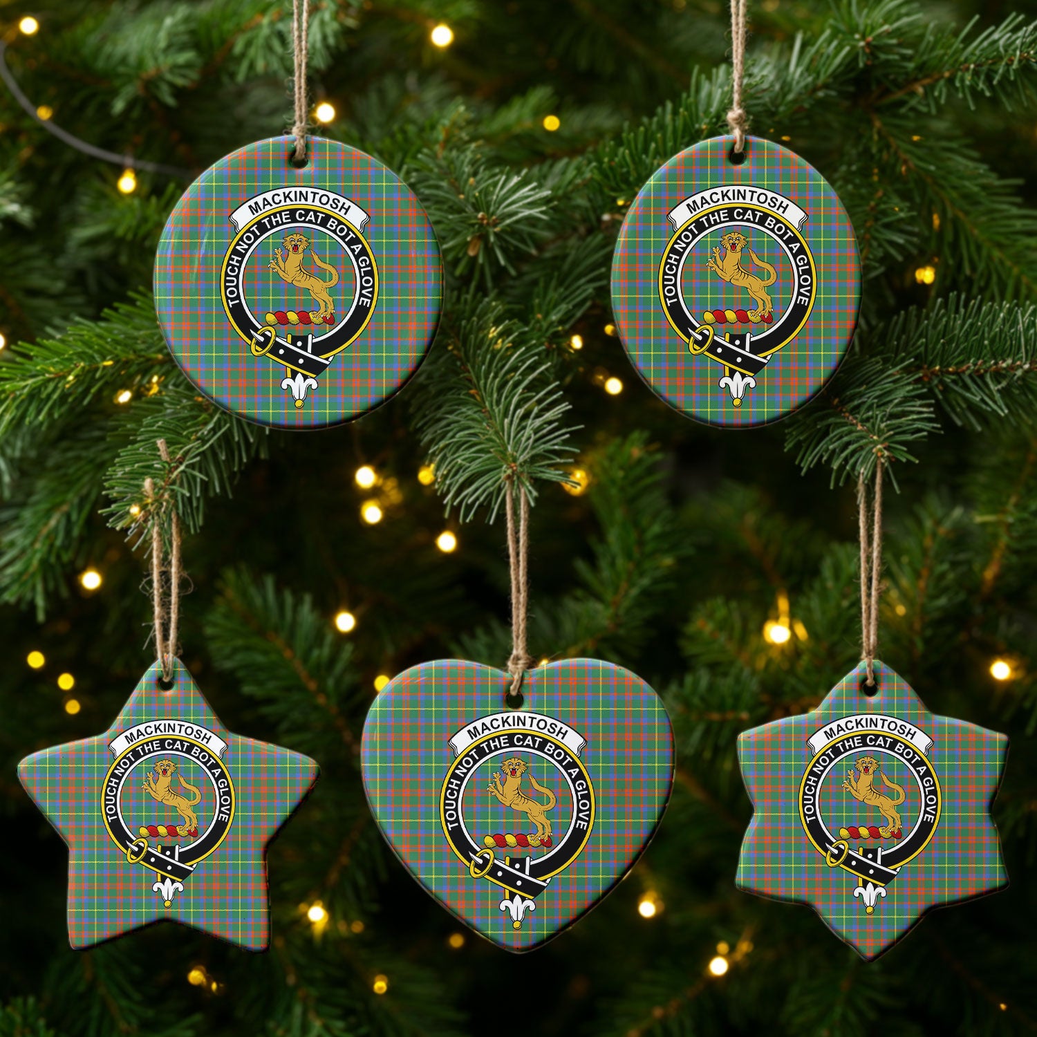 MacKintosh Hunting Ancient Tartan Crest Christmas Ceramic Ornament