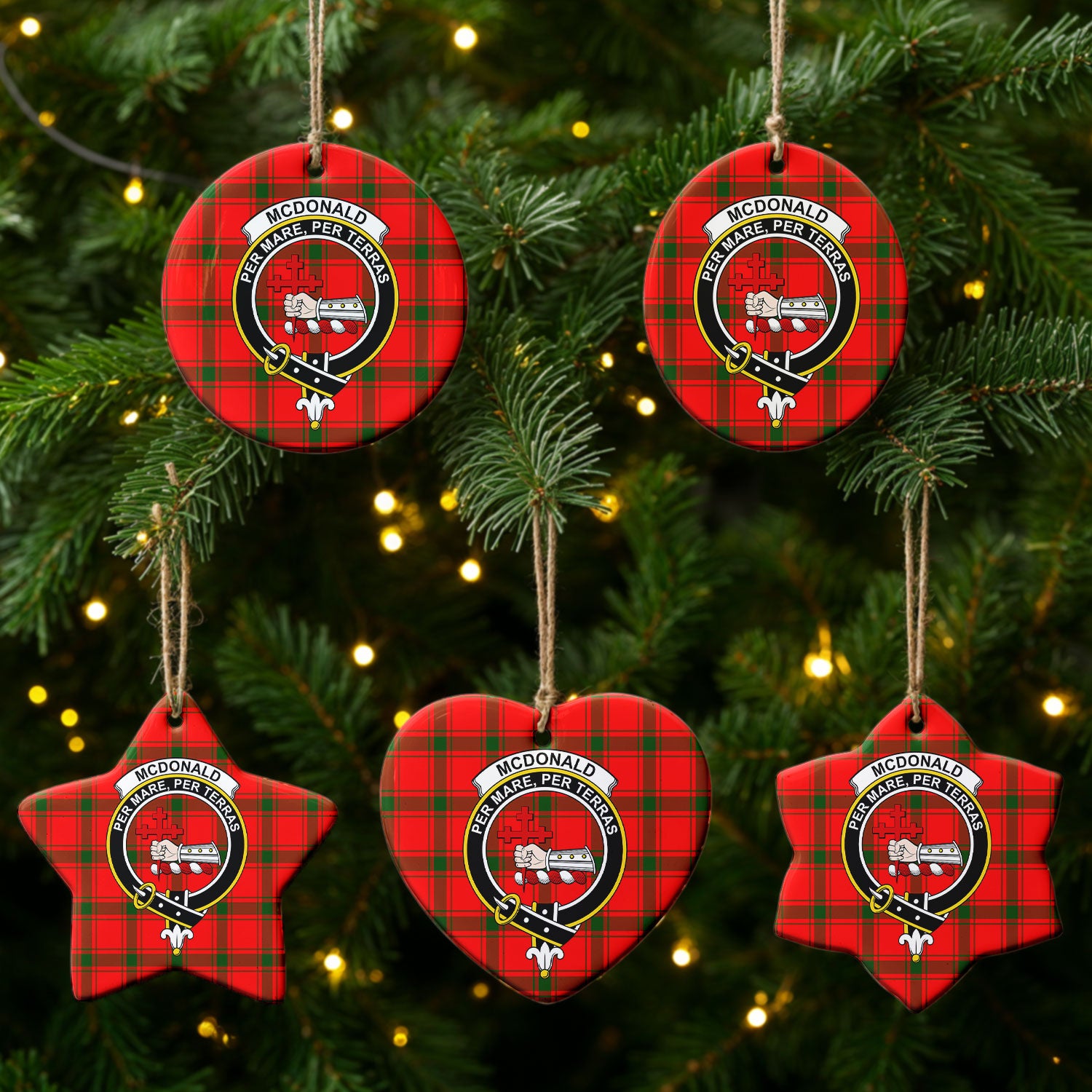 McDonald of Sleat Tartan Crest Christmas Ceramic Ornament