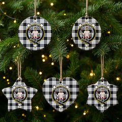 McFarlane Black - White Tartan Crest Christmas Ceramic Ornament