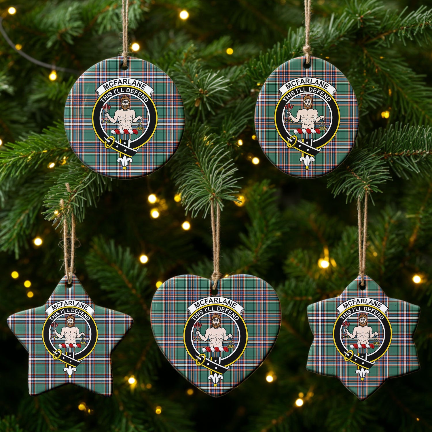 McFarlane Hunting Ancient Tartan Crest Christmas Ceramic Ornament