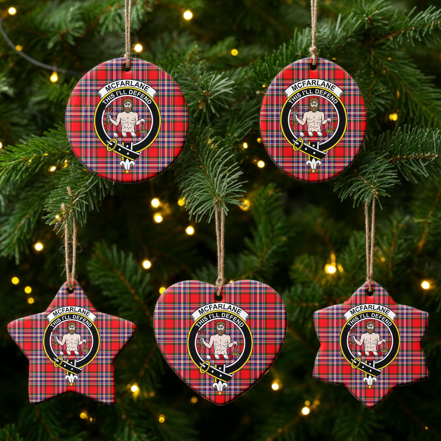 McFarlane Modern Tartan Crest Christmas Ceramic Ornament