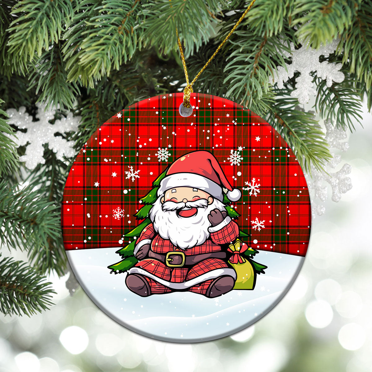 Adair Modern Tartan Christmas Ceramic Ornament - Scottish Santa Style