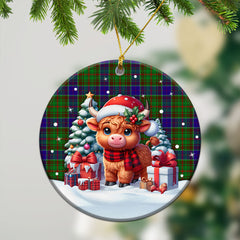 Adam Tartan Christmas Ceramic Ornament - Highland Cow Winter Style