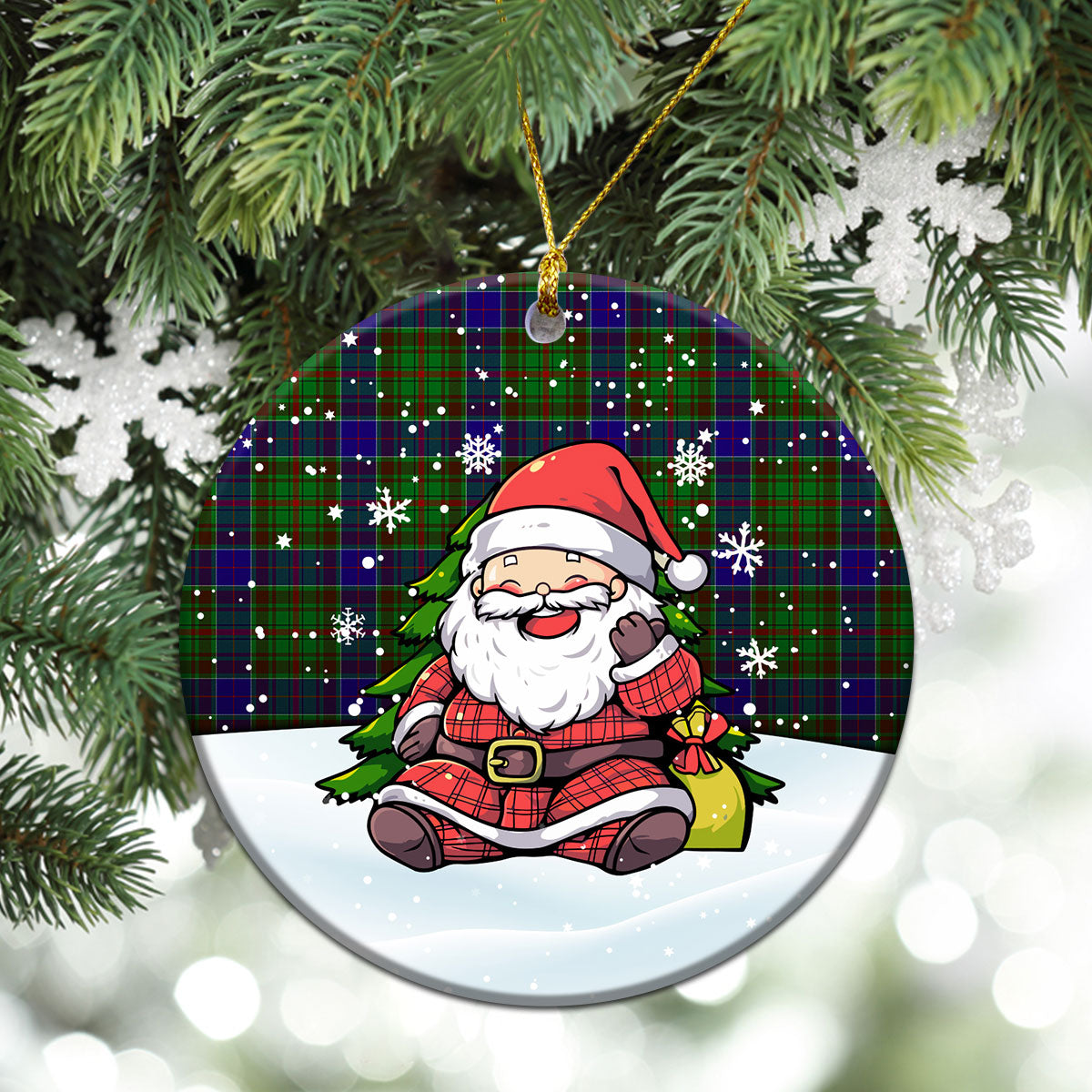 Adam Tartan Christmas Ceramic Ornament - Scottish Santa Style