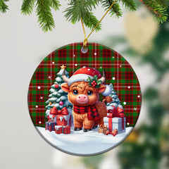 Ainslie Tartan Christmas Ceramic Ornament - Highland Cow Winter Style