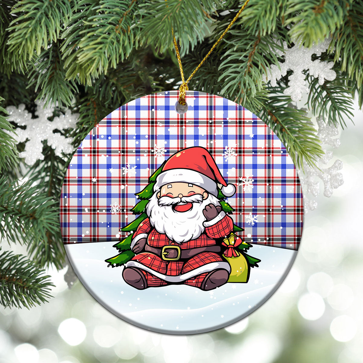 Boswell Modern Tartan Christmas Ceramic Ornament - Scottish Santa Style