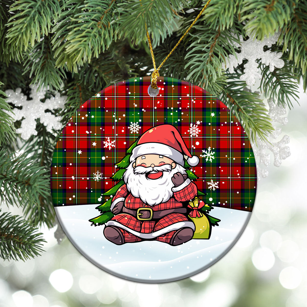 Boyd Modern Tartan Christmas Ceramic Ornament - Scottish Santa Style