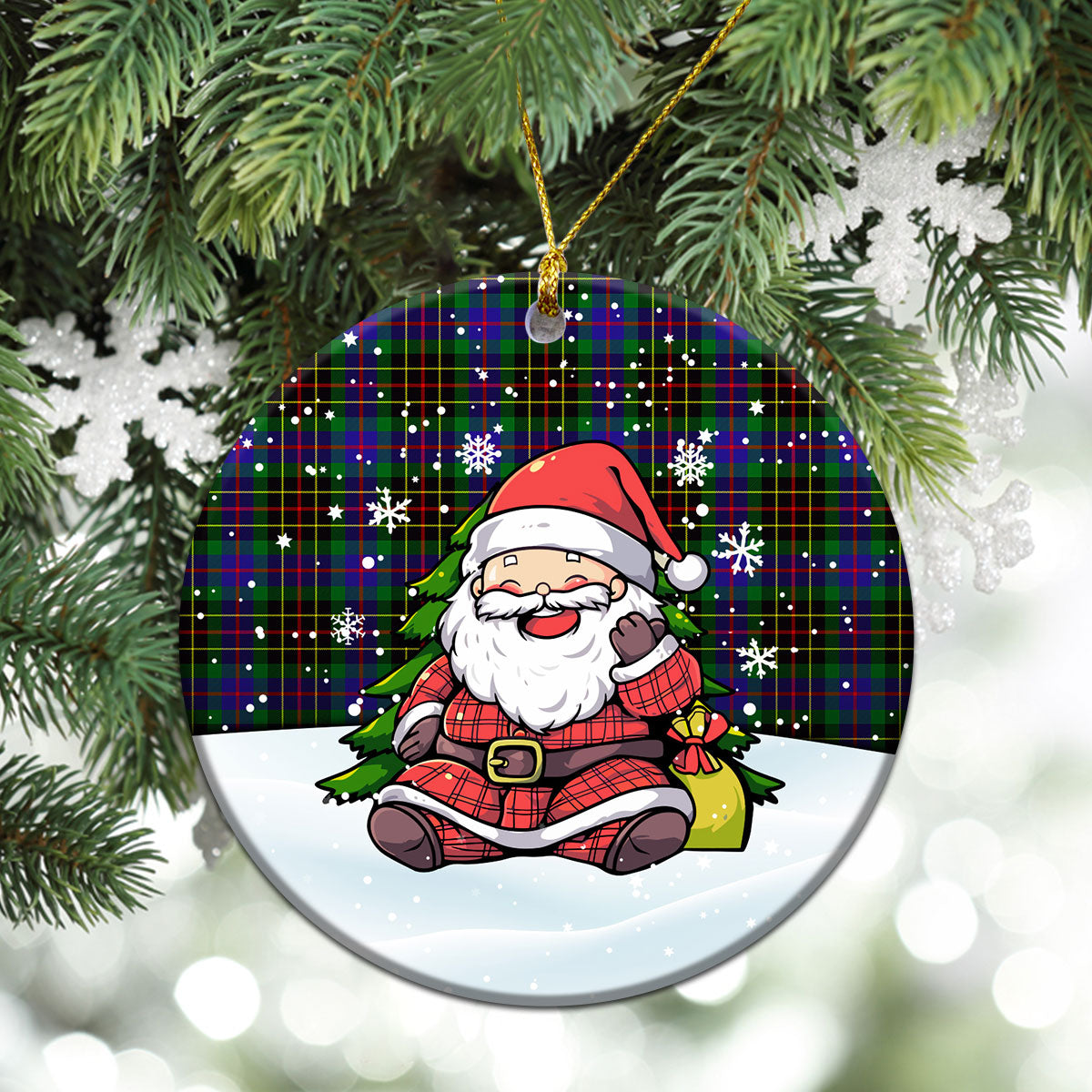 Brodie Hunting Modern Tartan Christmas Ceramic Ornament - Scottish Santa Style