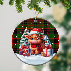 Buchan Modern Tartan Christmas Ceramic Ornament - Highland Cow Winter Style