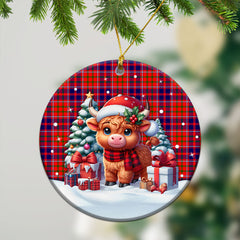 Cameron of Lochiel Modern Tartan Christmas Ceramic Ornament - Highland Cow Winter Style