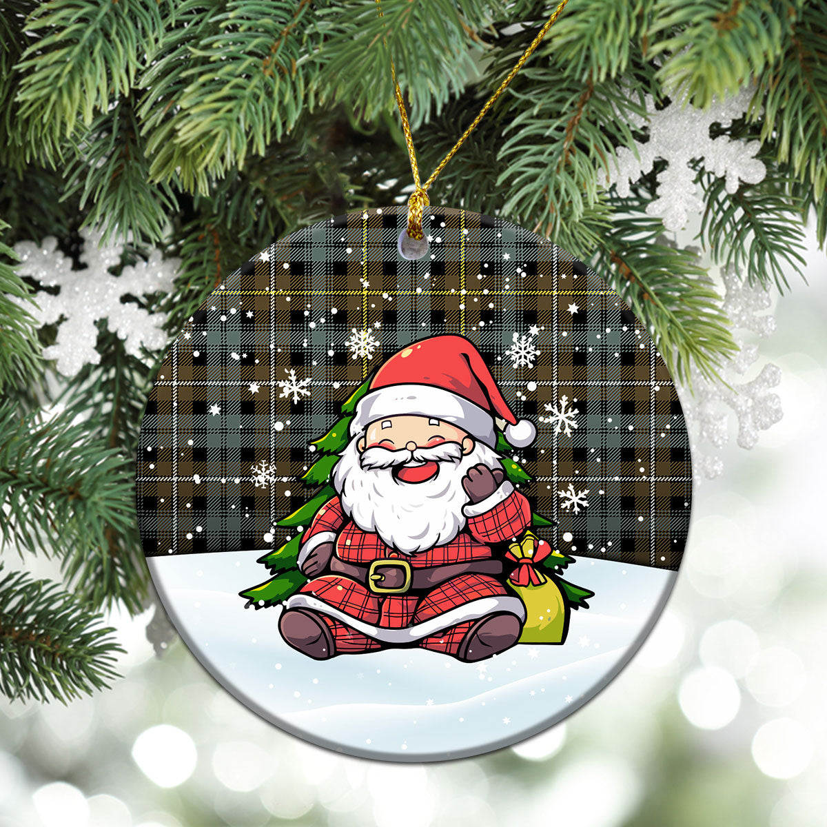 Campbell Argyll Weathered Tartan Christmas Ceramic Ornament - Scottish Santa Style